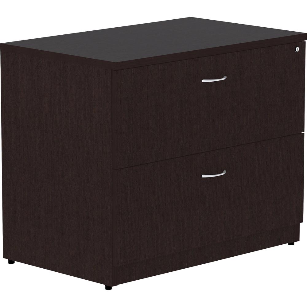 Lorell Essentials Series Lateral File - 1" Top, 0.1" Edge, 36" x 22"29.5" Lateral File - 2 x File Drawer(s) - Material: Laminate - Finish: Espresso. Picture 1