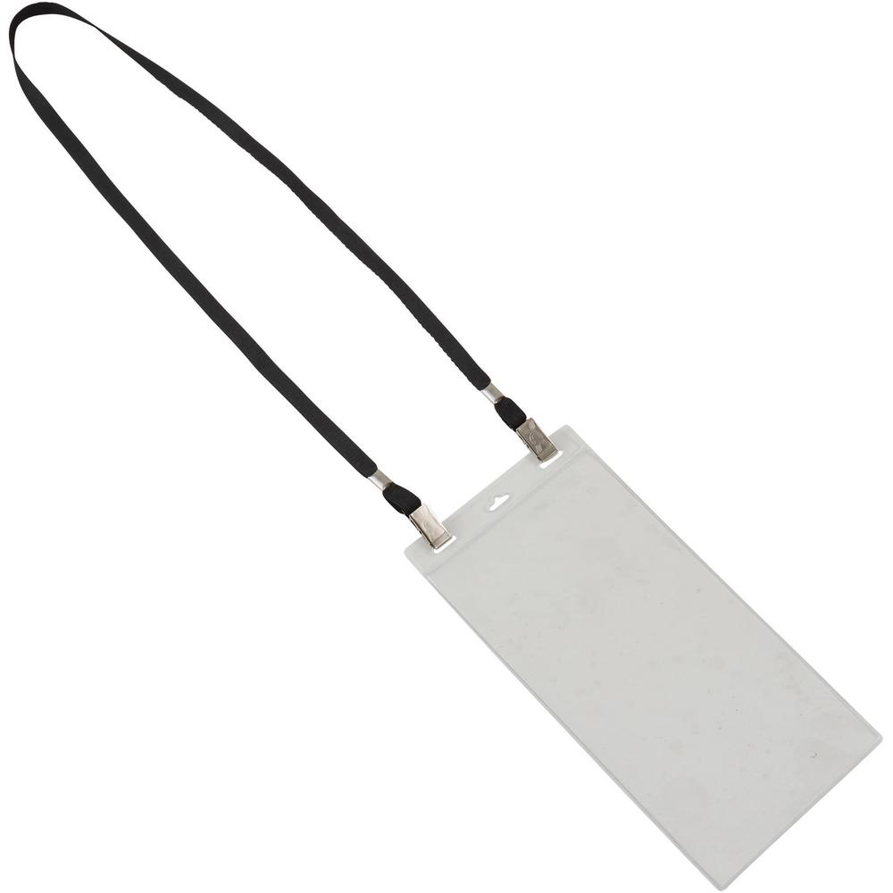 Advantus Event/Credential Badge Holder - 0.1" Height x 4" Width x 8" Length - Clear, Black - 5 / Pack. Picture 1