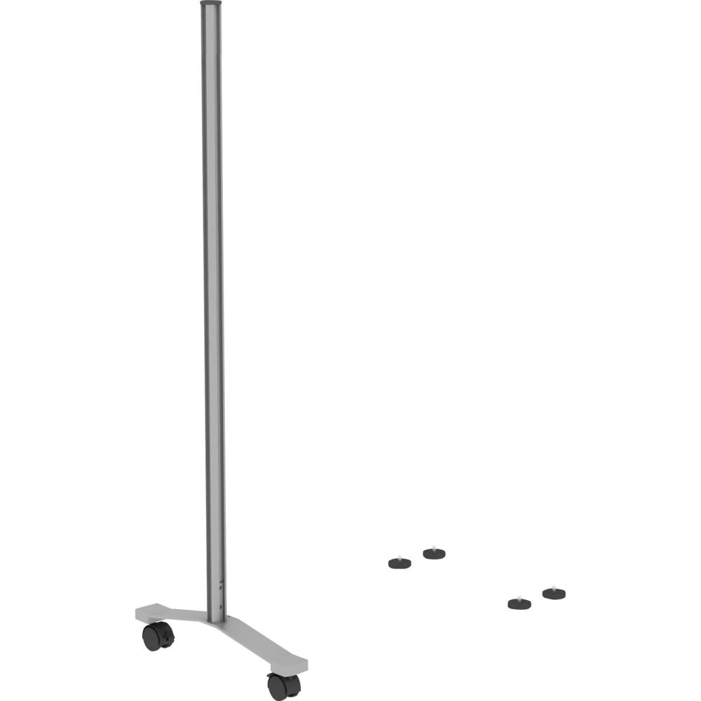 Lorell Adaptable Panel Legs for 50"H Configuration - 18.75" Width x 2" Depth x 48.37" Height - Caster - Aluminum - Silver - 1 Set. Picture 1