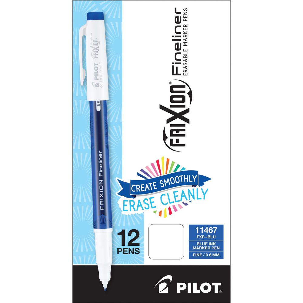 Pilot Erasaable Marker Pens - Erasable - Blue Ink - Gel-based - Writing - 1 Dozen. Picture 1
