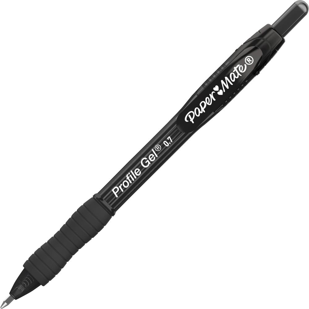 Paper Mate Profile Gel 0.7mm Retractable Pen - 0.7 mm Pen Point Size - Retractable - Black - 36 / Box. Picture 1