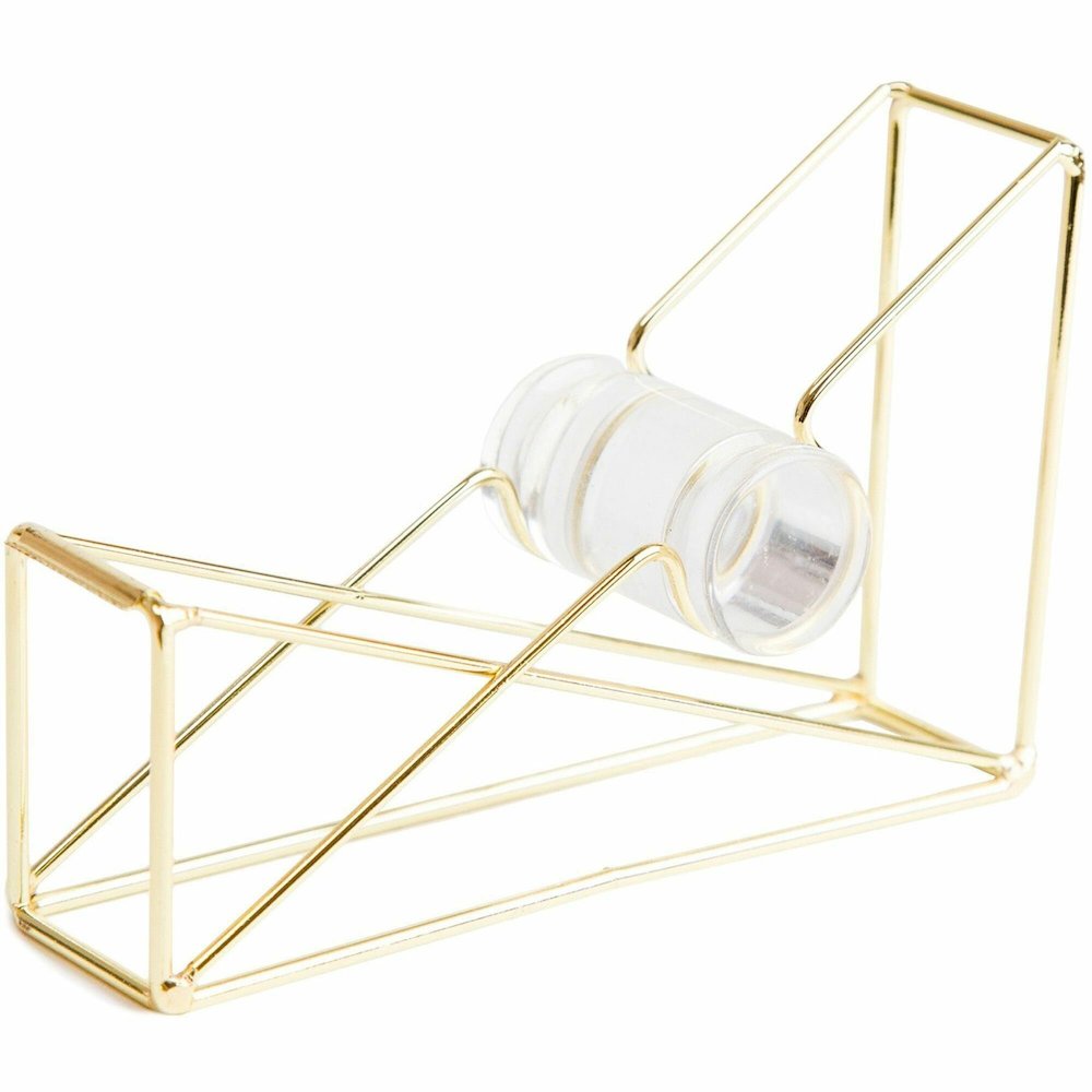 U Brands Vena Tape Dispenser - 1" Core - Refillable - Easy to Use, Sturdy, Lightweight - Wire Metal - Gold - 1 Each. Picture 1