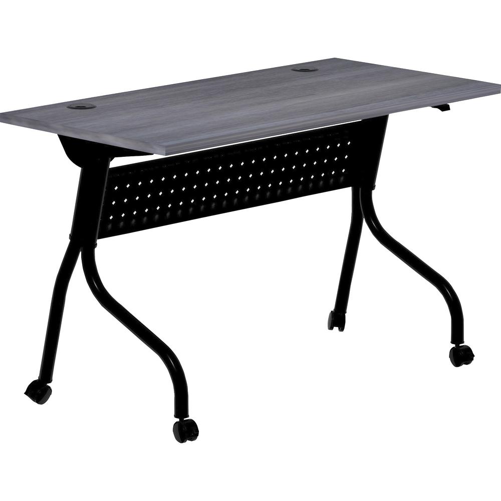 Lorell Flip Top Training Table - Charcoal Rectangle, Melamine Top - Black Four Leg Base - 4 Legs x 48" Table Top Width x 23.60" Table Top Depth - 29.50" Height - Melamine - 1 Each. Picture 1