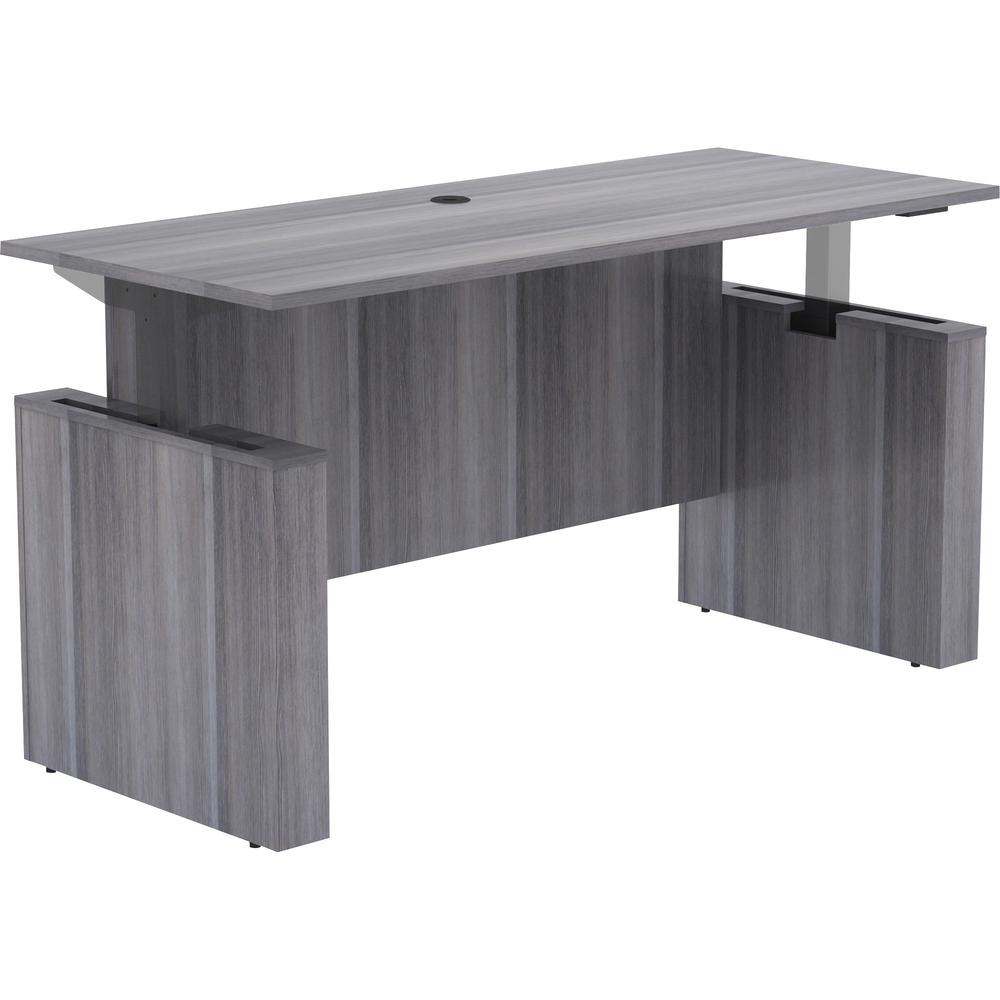 Lorell Essentials Series Sit-to-Stand Desk Shell - 0.1" Thickness Top, 49" Height x 72" Width x 29" Depth - Finish: Weathered Charcoal - Laminate Table Top - 1 Each. Picture 1