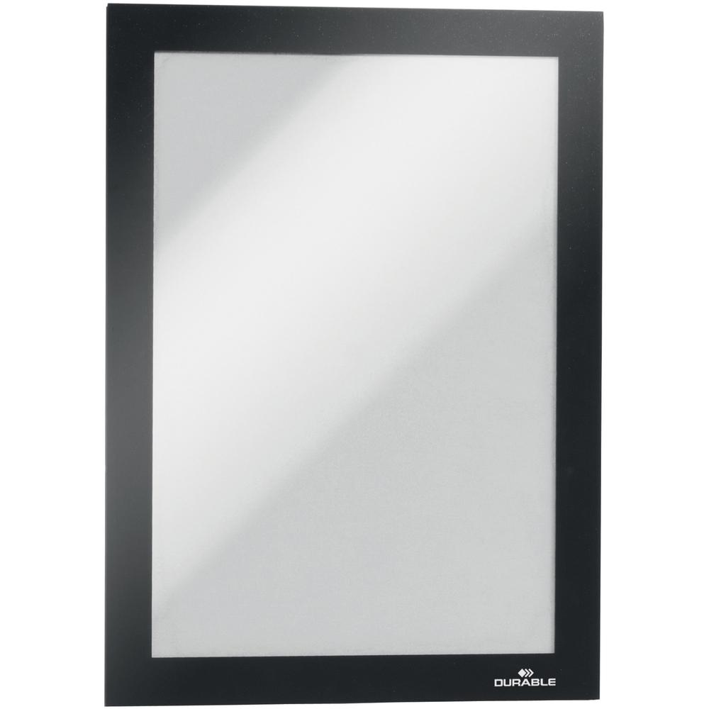 DURABLE DURAFRAME Magnetic Frame - 5.50" Holding Width x 8.50" Holding Height - Magnetic, Sturdy, Four Sided, Anti-glare - Document, Whiteboard, Office - Plastic - Black - 2 / Pack. Picture 1