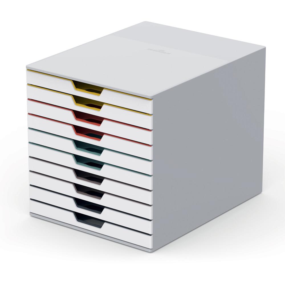 DURABLE VARICOLOR MIX 10 Drawer Desktop Storage Box, White/Multicolor - 10 Drawer(s) - 11" Height x 11.5" Width x 14" DepthDesktop - White - Plastic - 1 Each. Picture 1