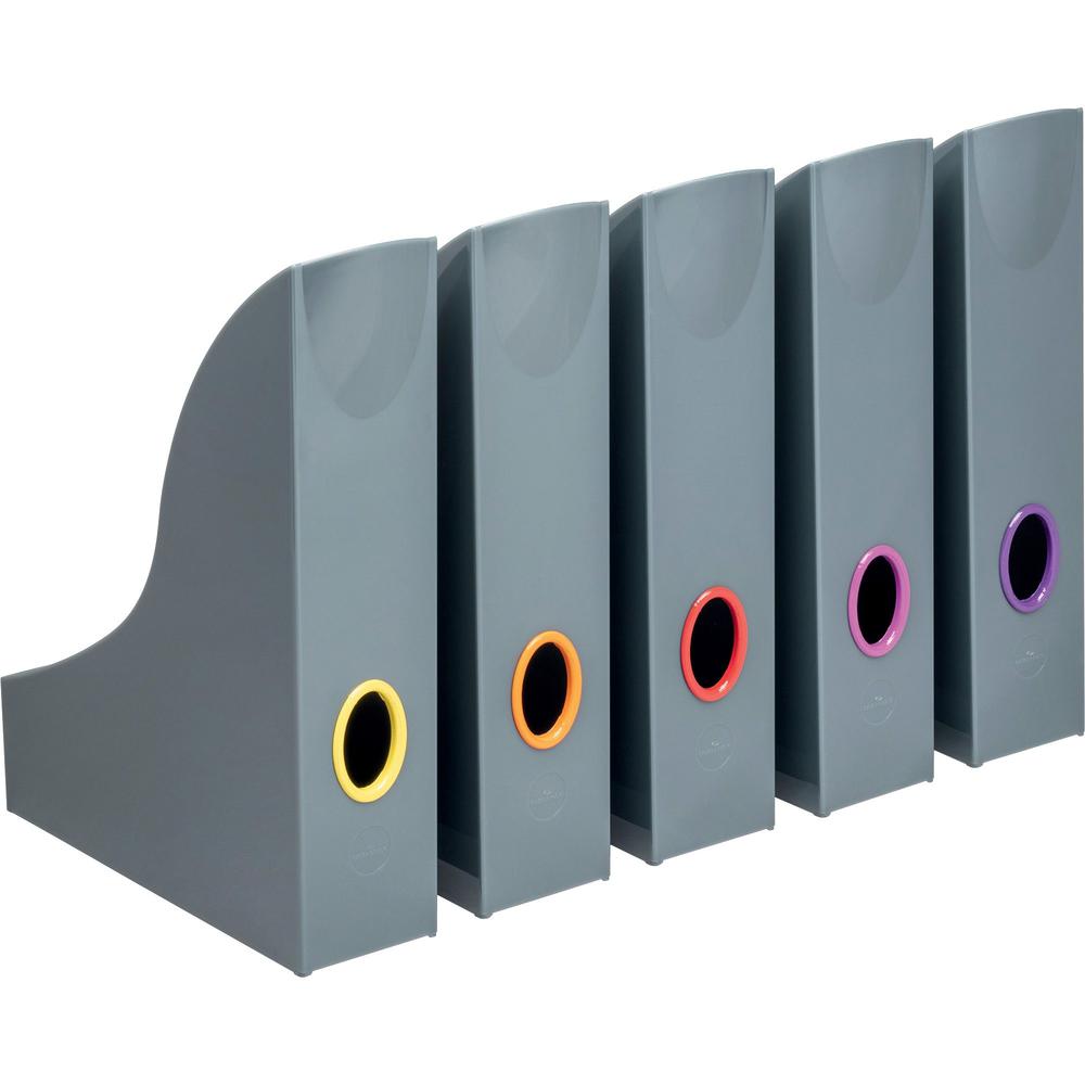 DURABLE VARICOLOR Magazine Rack Set, Gray/Multicolor - 5 pack - Gray, Multicolor - 5 / Carton. Picture 1