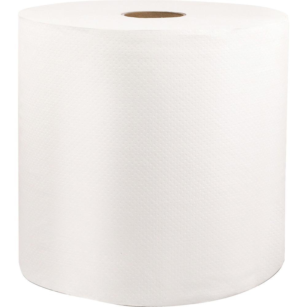 Livi VPG Select 46528 Hard Wound Roll Towel - 1 Ply - 8" Width x 1000 ft Length - 1 45/64" Core - Embossed - White - Fiber - 6 / Carton. Picture 1