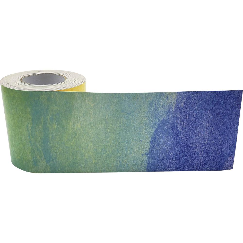 Teacher Created Resources Straight Rolled Border Trim - Watercolor - Sturdy, Durable - 3" Width x 600" Length - Multicolor - 1 Roll. Picture 1