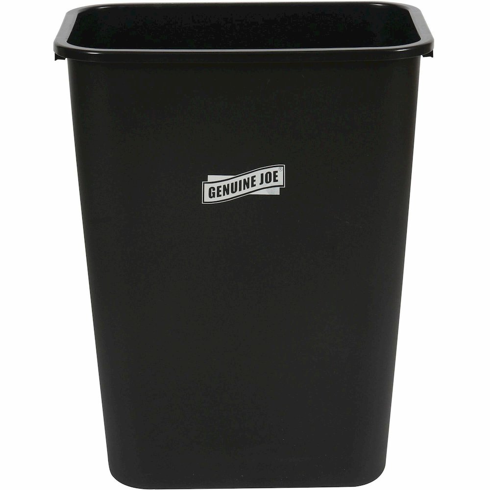 Genuine Joe 41-Quart Wastebasket - 10.25 gal Capacity - Durable, Sturdy, Dent Resistant, Chip Resistant, Rust Resistant, Long Lasting - 19.9" Height x 9.4" Width x 15.2" Depth - Polyethylene - Black -. Picture 1