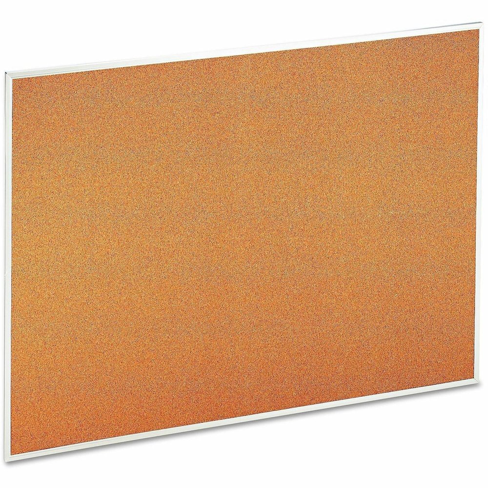 Universal Bulletin Board - 36" Board Height x 48" Board Width x 1" Board Depth - Tan Cork Surface - Resilient, Self-healing - Satin Aluminum Frame - 1 Each. Picture 1