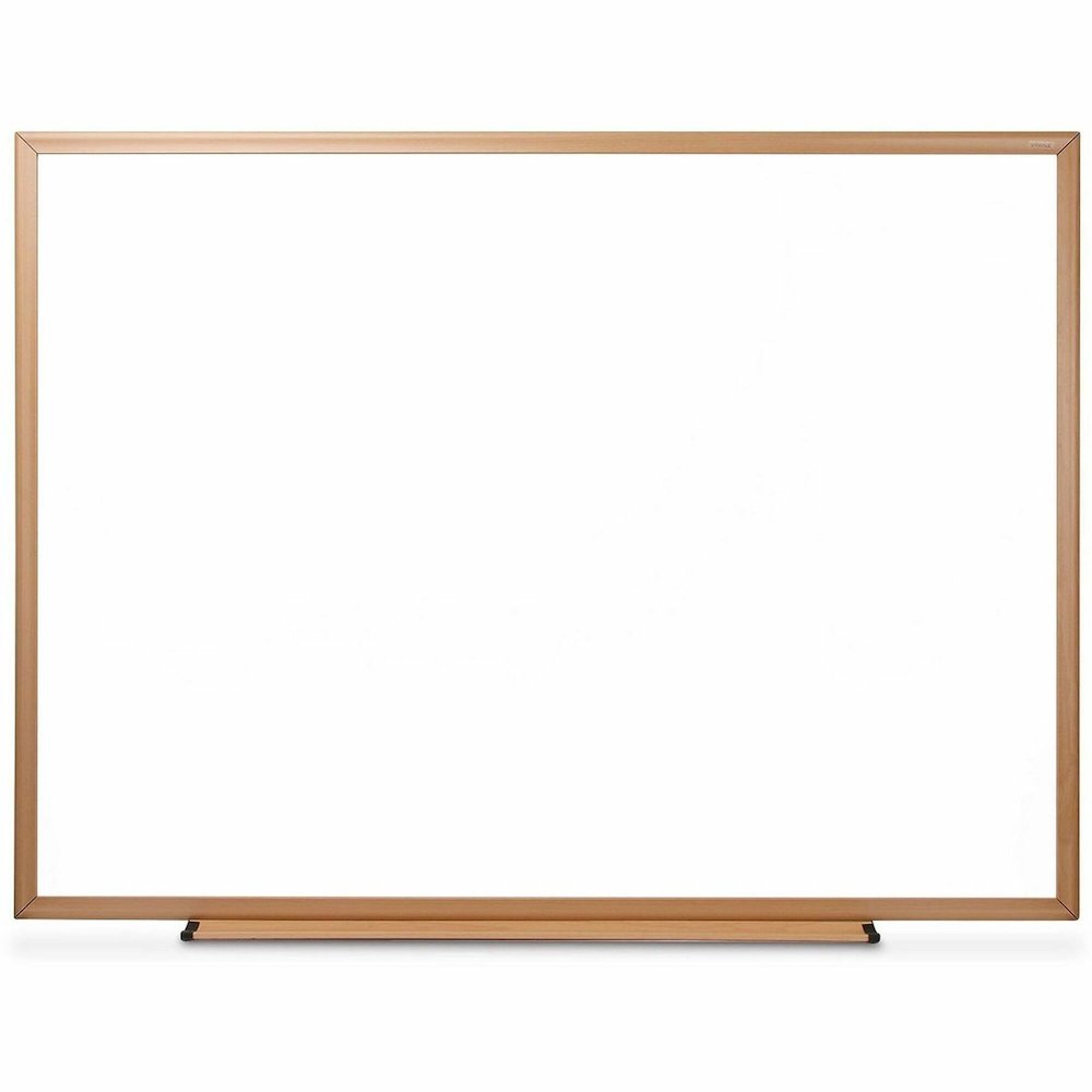 Universal Dry Erase Board - 48" (4 ft) Width x 36" (3 ft) Height - White Melamine Surface - Oak Medium Density Fiber (MDF) Frame - 1 Each. Picture 1