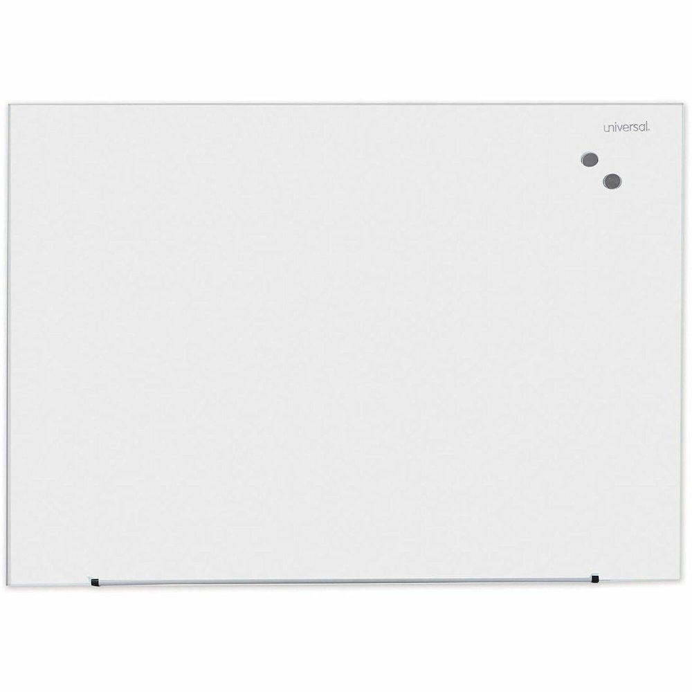 Universal Frameless Magnetic Glass Marker Board, 48" x 36" , White Surface - 48" (4 ft) Width x 36" (3 ft) Height - White Tempered Glass Surface - Magnetic - 1 Each. Picture 1