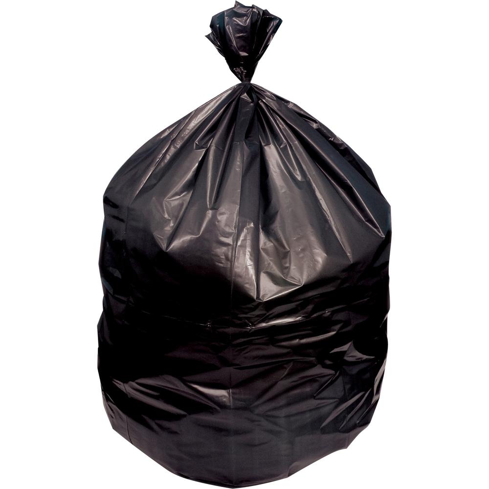 Genuine Joe Strong Economical Trash Bags - 56 gal Capacity - 48" Length x 43" Width x 0.87 mil (22 Micron) Thickness - Black - Resin - Waste Disposal - 150 / Carton. Picture 1