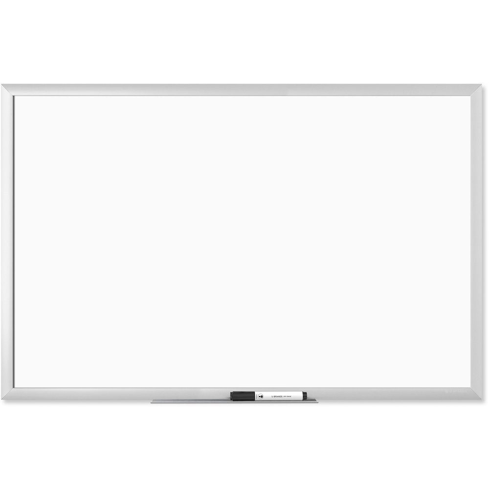 U Brands Melamine Non-Magnetic Dry-Erase Board - 36" (3 ft) Width x 24" (2 ft) Height - White Melamine Surface - Silver Aluminum Frame - Rectangle - Horizontal/Vertical - 1 Each. Picture 1