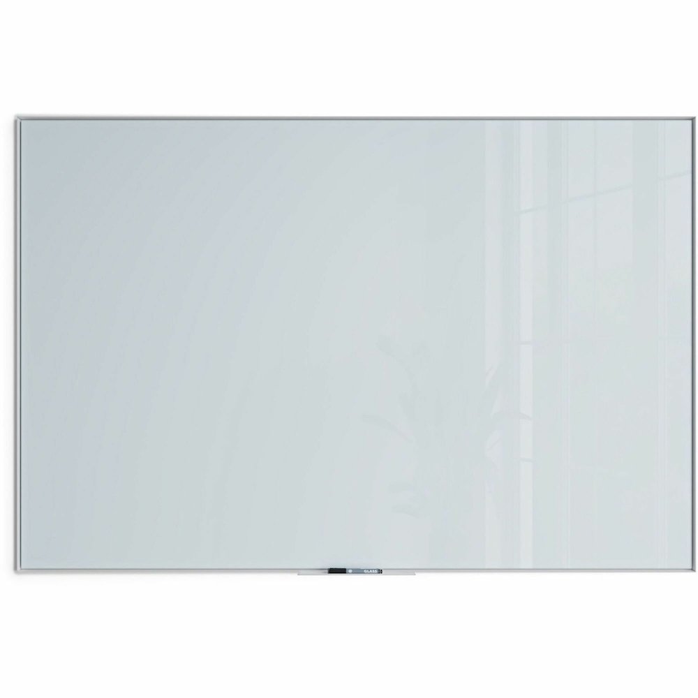 U Brands Non-Magnetic Glass Dry-Erase Board - 72" (6 ft) Width x 48" (4 ft) Height - Frosted White Tempered Glass Surface - White Aluminum Frame - Rectangle - Horizontal/Vertical - 1 Each. Picture 1