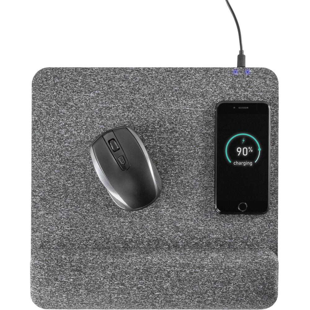 Allsop PowerTrack Plush Wireless Charging Mousepad - (32304) - 1.85" Height x 11.60" Width - Gray - Memory Foam - Mouse - Retail - 1 Each. Picture 1