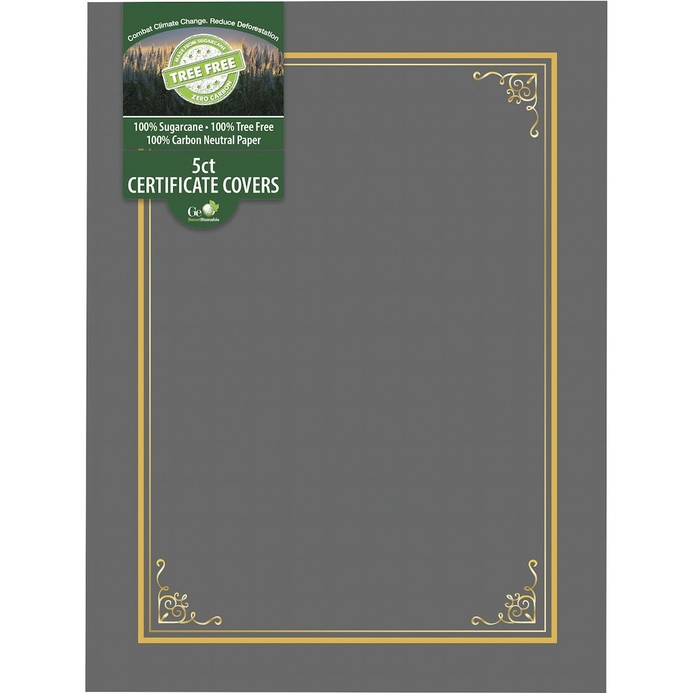 Geographics Letter Certificate Holder - 8 1/2" x 11" - Gray - 5 / Pack. Picture 1