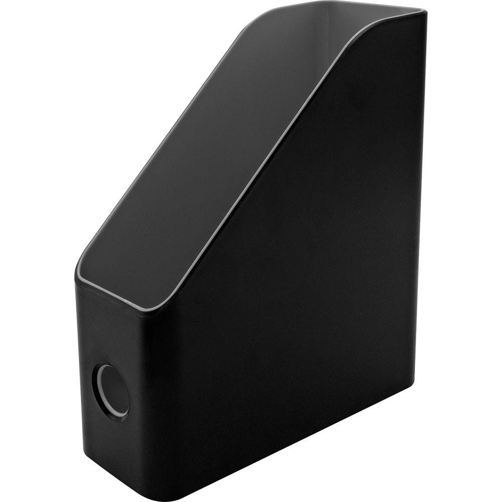 Advantus Fusion Magazine File, Black/Gray - Vertical - 12" Height x 4" Width x 9.9" Depth - Polystyrene - Black, Gray - 1 Each. Picture 1