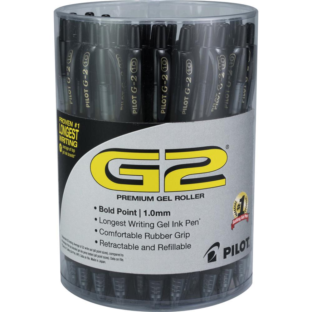 G2 1.0mm Gel Pens - Bold Pen Point - 1 mm Pen Point Size - Refillable - Retractable - Black Gel-based Ink - Clear Barrel - 36 / Pack. Picture 1