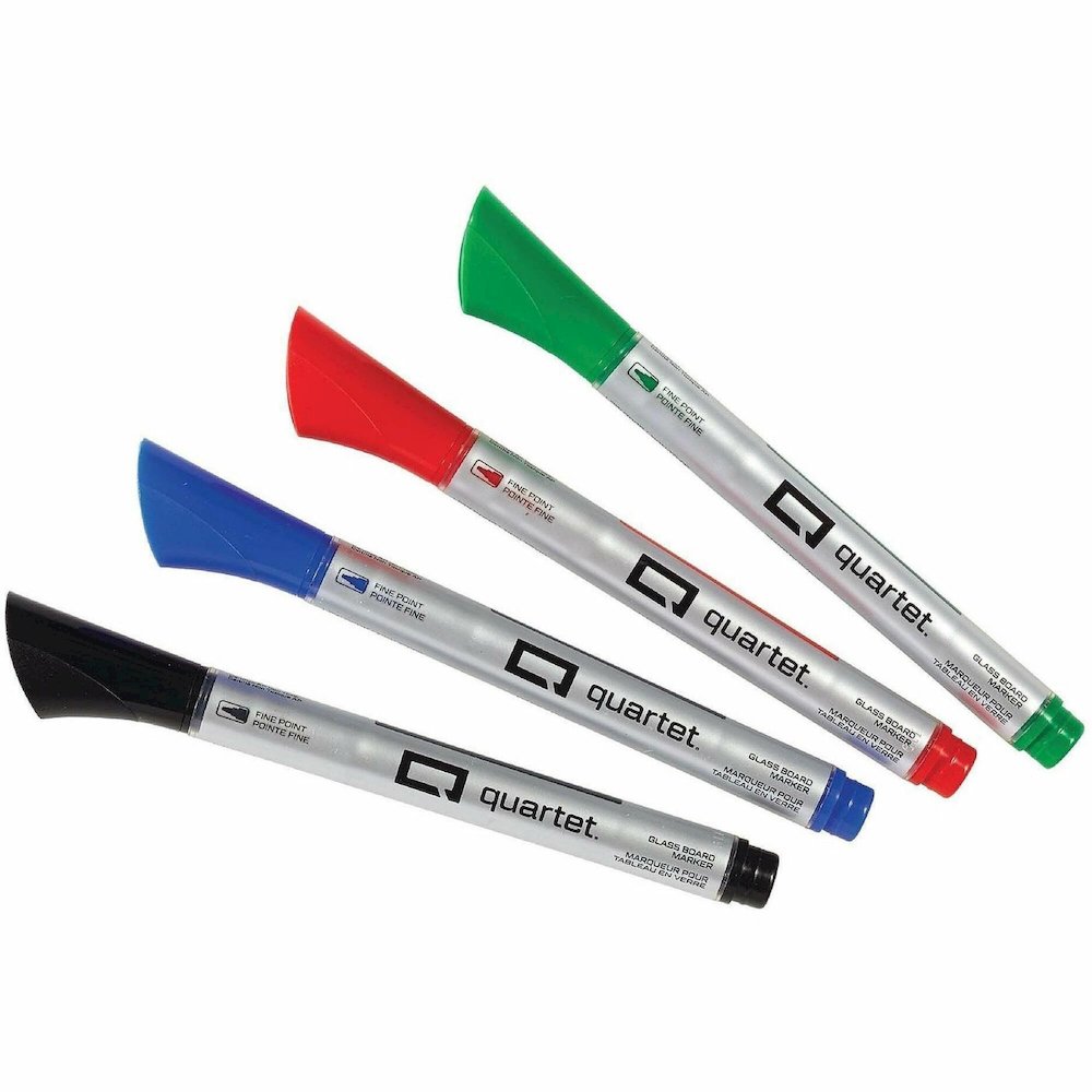 Quartet Premium Glass Board Dry-erase Markers - Erasable - Black, Blue, Red, Green Ink - Liquid - 6 / Pack. Picture 1