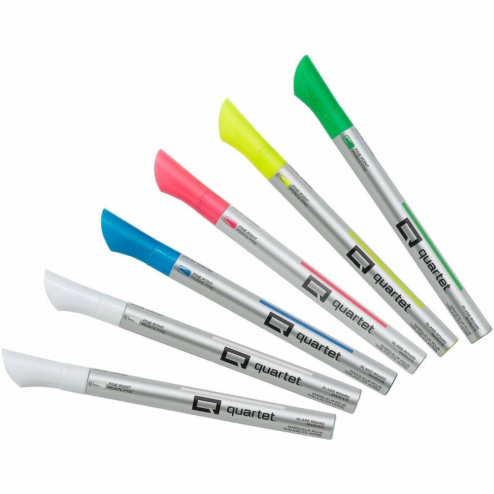 Quartet Glass Board Fine Tip Neon Markers - Assorted Neon Ink - Liquid - 6 / Pack. Picture 1