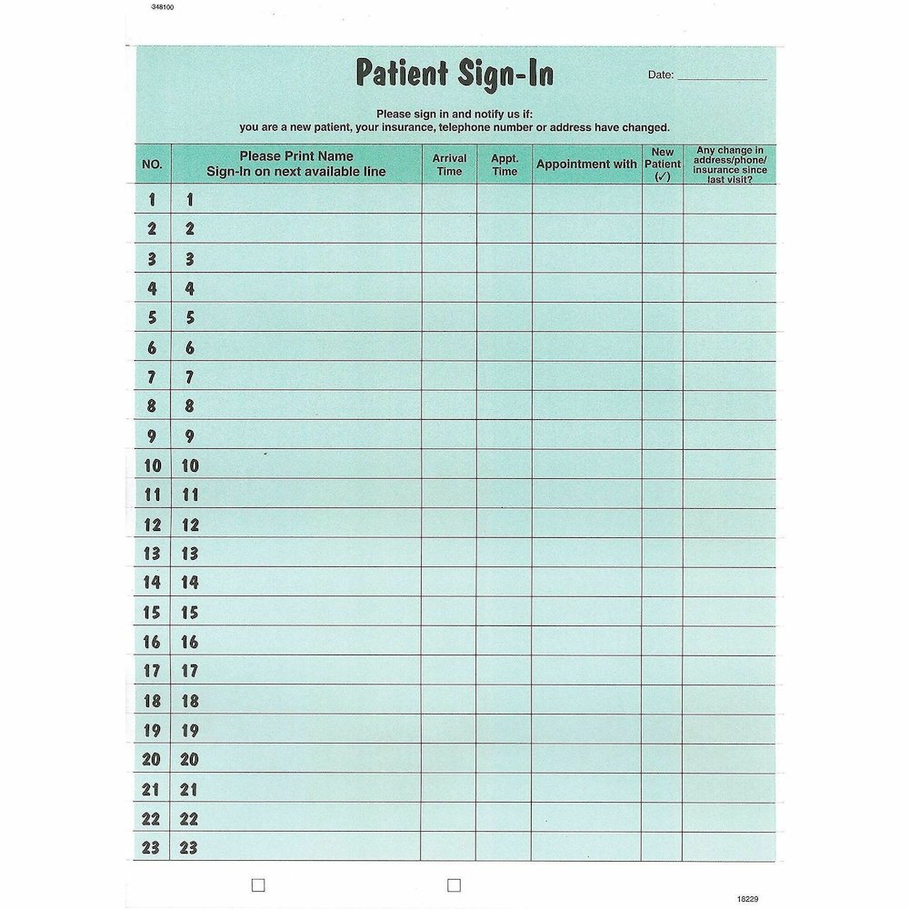 Tabbies Patient Sign-In Label Forms - 125 Sheet(s) - 11" x 8.50" Form Size - Letter - Green Sheet(s) - Paper - 125 / Pack. Picture 1