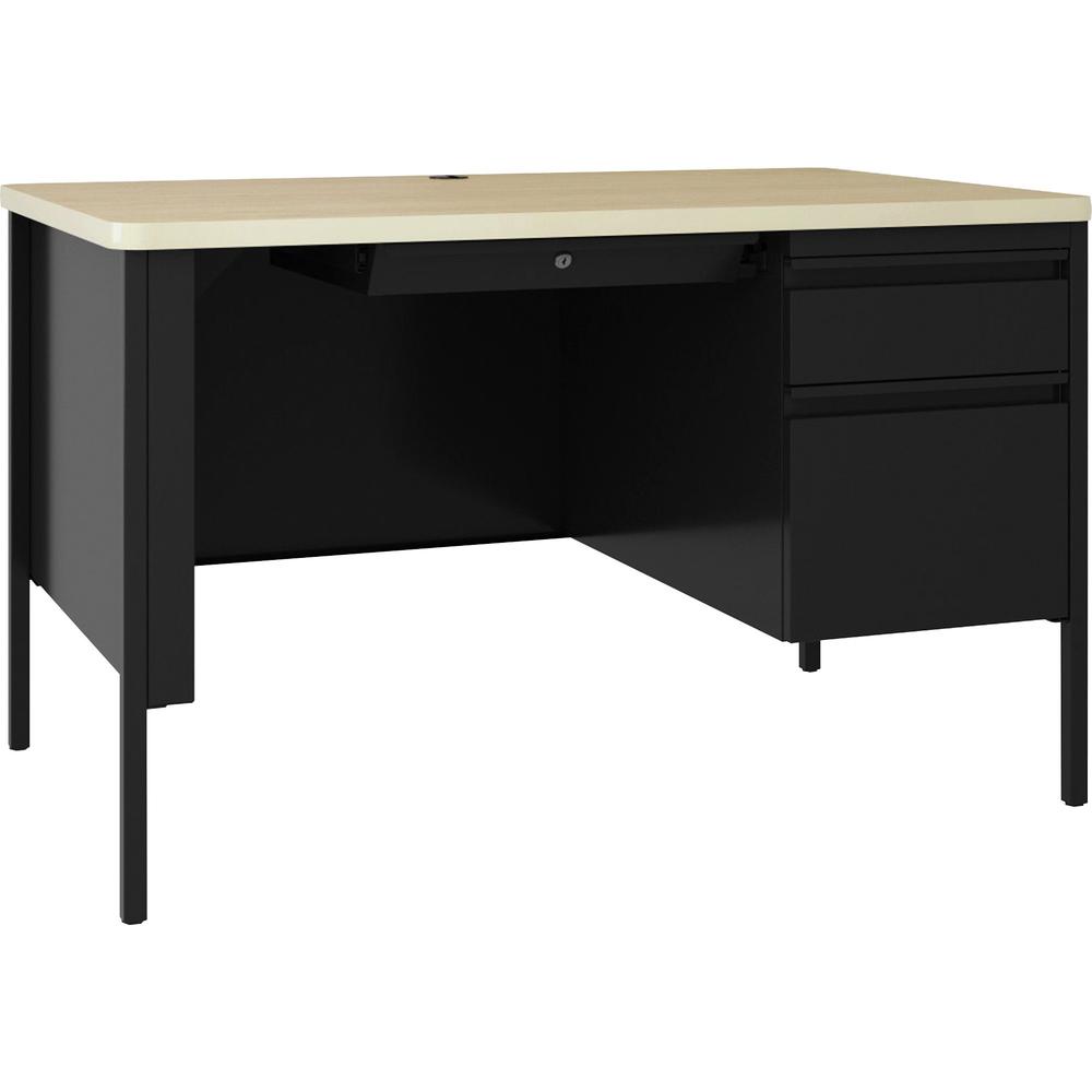 Lorell Fortress Series 48" Right Single-Pedestal Desk - 30" Height x 48" Width x 29.5" Depth, 0.7" Height Modesty Panel, 1.1" Thickness Top - Single Pedestal on Right Side - Square Edge - Material: St. Picture 1