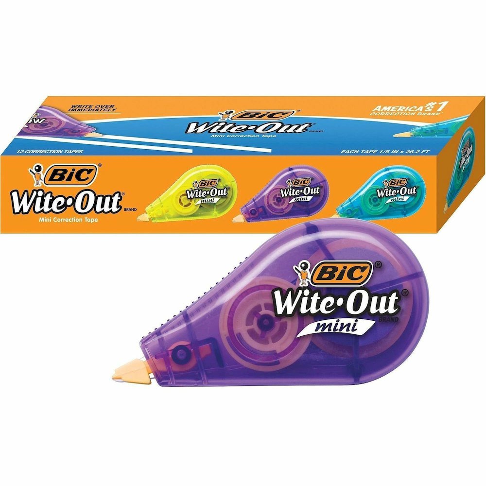 Wite-Out Mini Correction Tape Pack - 0.20" Tape Width x 19.60 ft Tape Length - 1 Line(s) - Translucent Dispenser - Smooth, Compact, Ambidextrous, Easy to Use, Non-refillable, Tear Resistant - White - . Picture 1