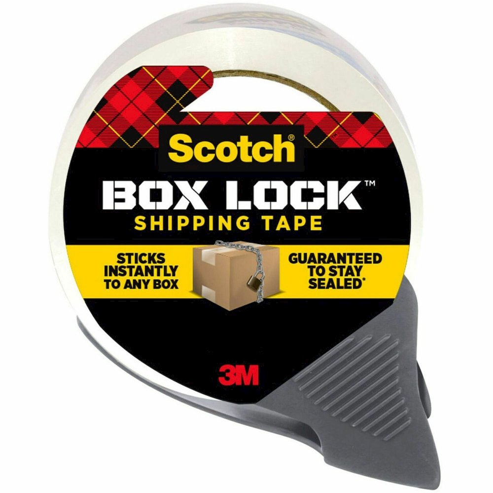 Scotch Box Lock Packaging Tape - 54.60 yd Length x 1.88" Width - Clear - Dispenser Included - 1 Roll. Picture 1