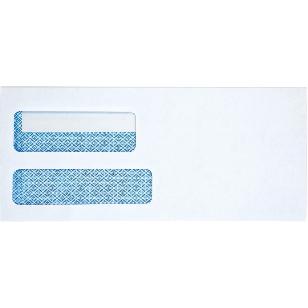 Business Source Double Window #10 Envelopes - Double Window - #10 - 24 lb - Self-sealing - White - 1 Box. Picture 1