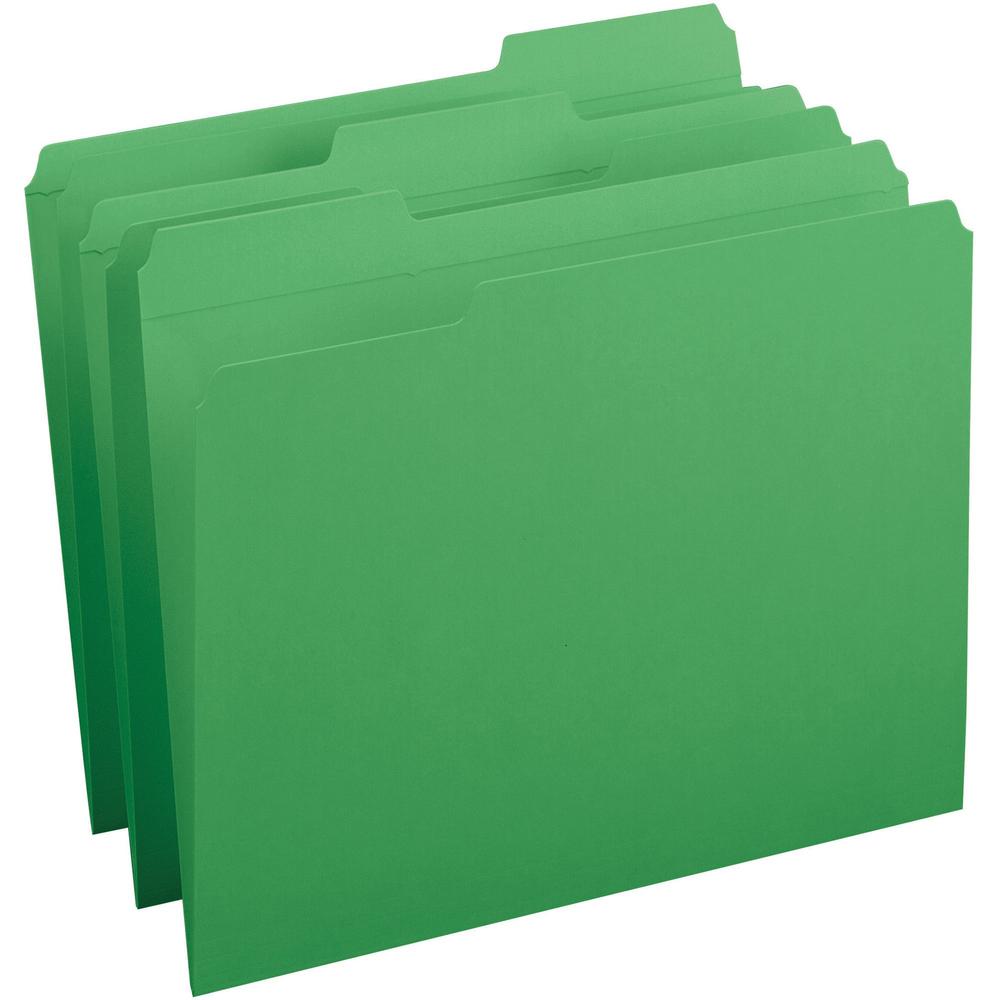 Business Source 1/3 Tab Cut Recycled Top Tab File Folder - Green - 10% Recycled - 100 / Box. Picture 1