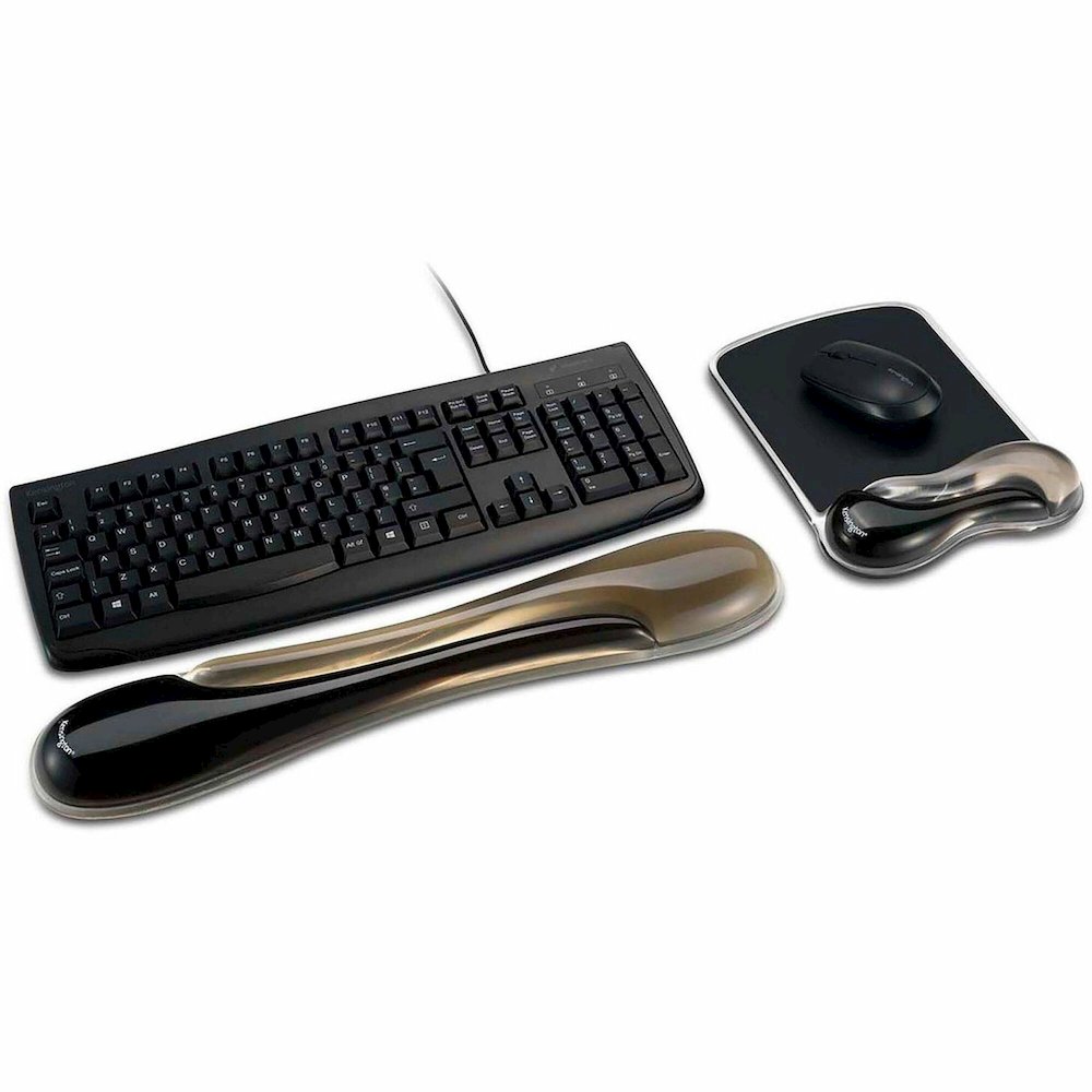 Kensington Duo Gel Mouse Pad Wrist Rest - 1.70" Height x 11.40" Width - Gray - Gel - 1 Each. Picture 1