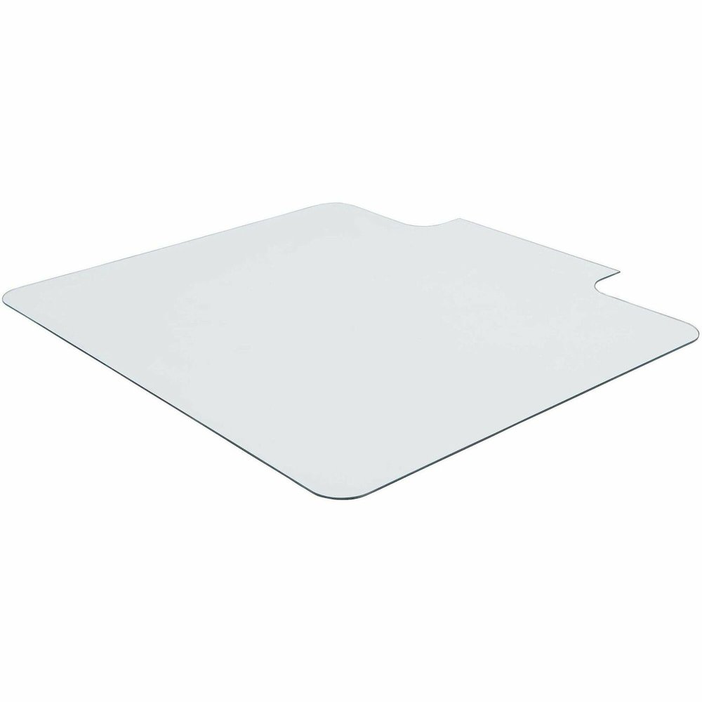 Lorell Tempered Glass Chairmat with Lip - Hardwood Floor, Carpet53" Width x 45" Depth - Lip Size 6" Length x 23" Width - Tempered Glass - Clear - 1 Each. Picture 1