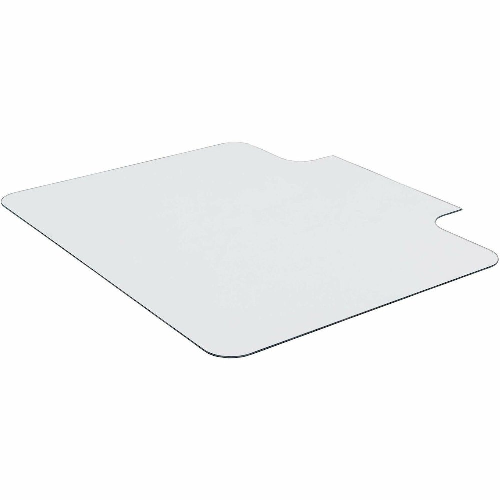 Lorell Tempered Glass Chairmat with Lip - Hardwood Floor, Carpet48" Width x 36" Depth - Lip Size 23" Length x 6" Width - Tempered Glass - Clear - 1 Each. Picture 1