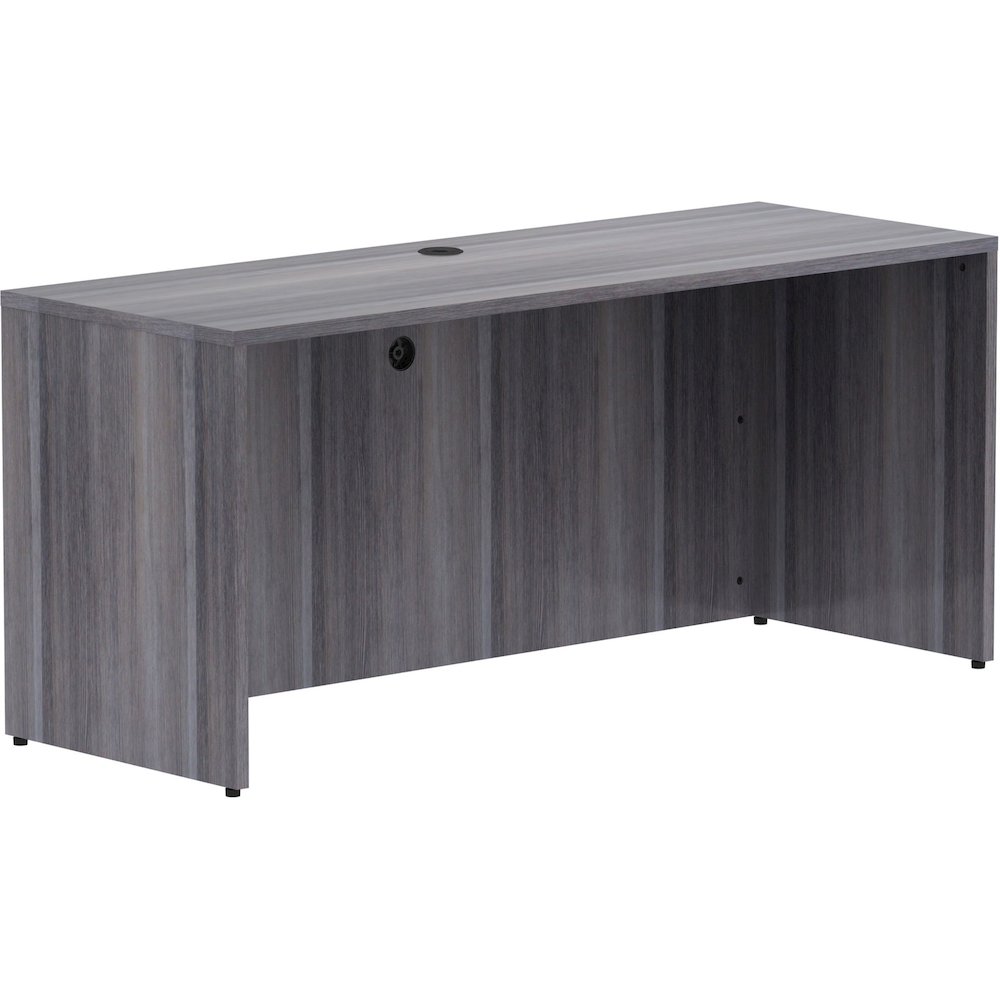 Lorell Essentials Series Credenza Shell - Rectangle - 29.5" Height x 66" Width x 24" Depth Credenza Shell, 1" Thickness Top - Finish: Weathered Charcoal Laminate, Silver Brush - 1 Each. Picture 1