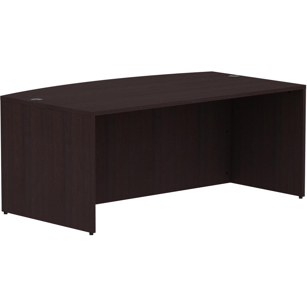 Lorell Essentials Series Bowfront Desk Shell - 29.5" Height x 72" Width x 41.4" Depth Desk Shell, 1" Thickness Top - Bow Front Edge - Finish: Espresso Laminate - 1 Each. Picture 1