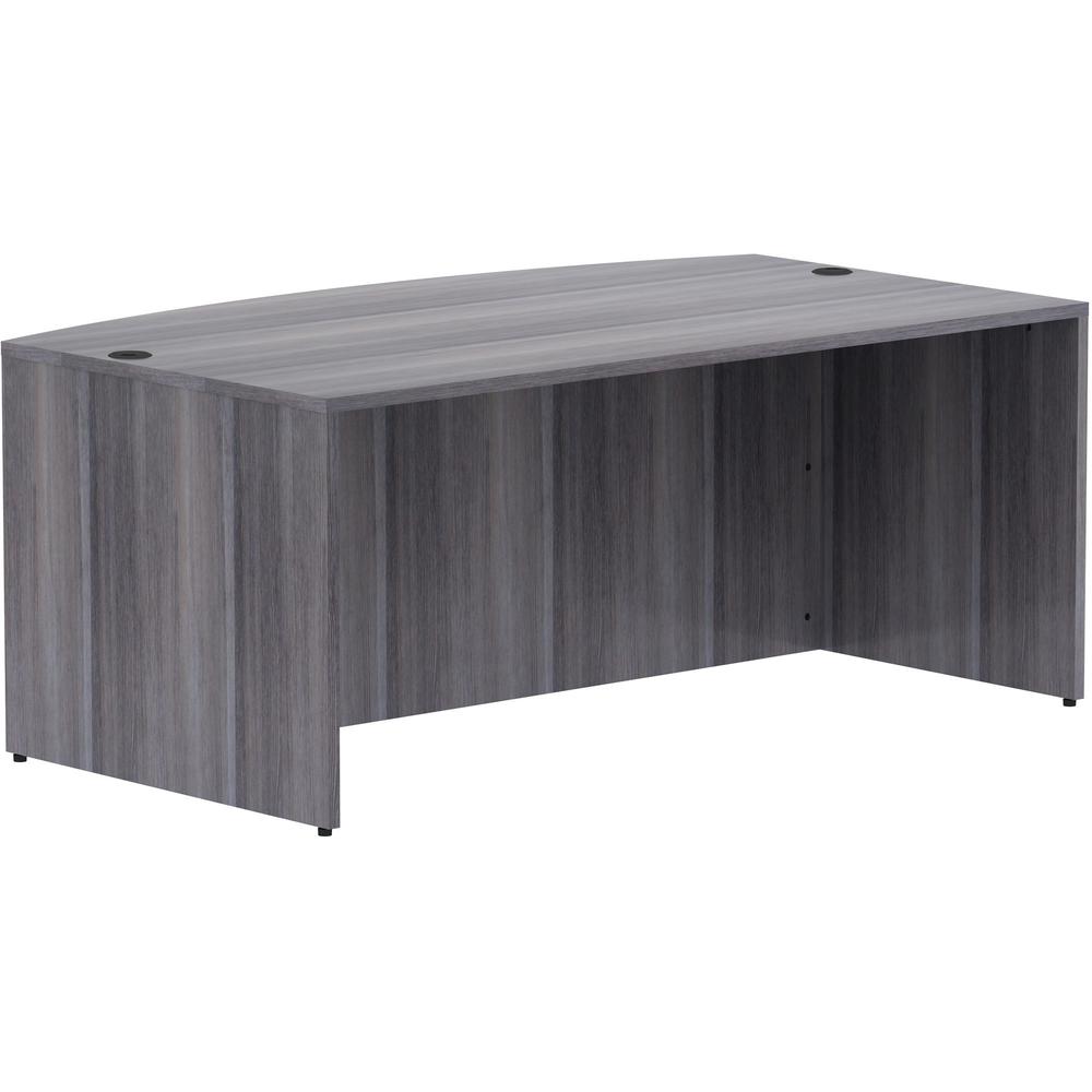 Lorell Essentials Series Bowfront Desk Shell - 29.5" Height x 72" Width x 41.4" Depth Desk Shell, 1" Thickness Top - Bow Front Edge - Finish: Weathered Charcoal Laminate - 1 Each. Picture 1
