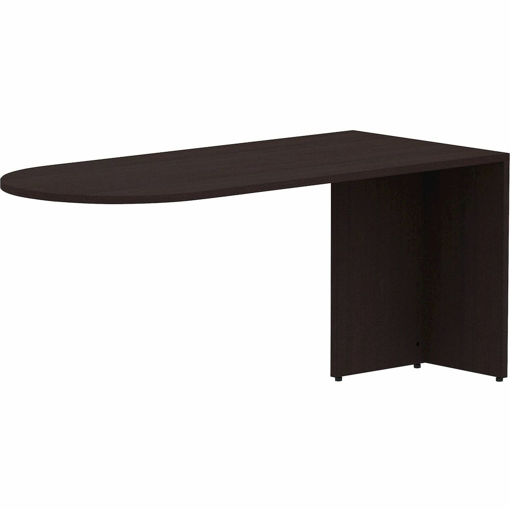 Lorell Essentials Series Peninsula Desk Box 1 of 2 - 29.5" Height x 66" Width x 30" Depth Desk, 1" Thickness Top - Finish: Espresso Laminate - 1 Each. Picture 1