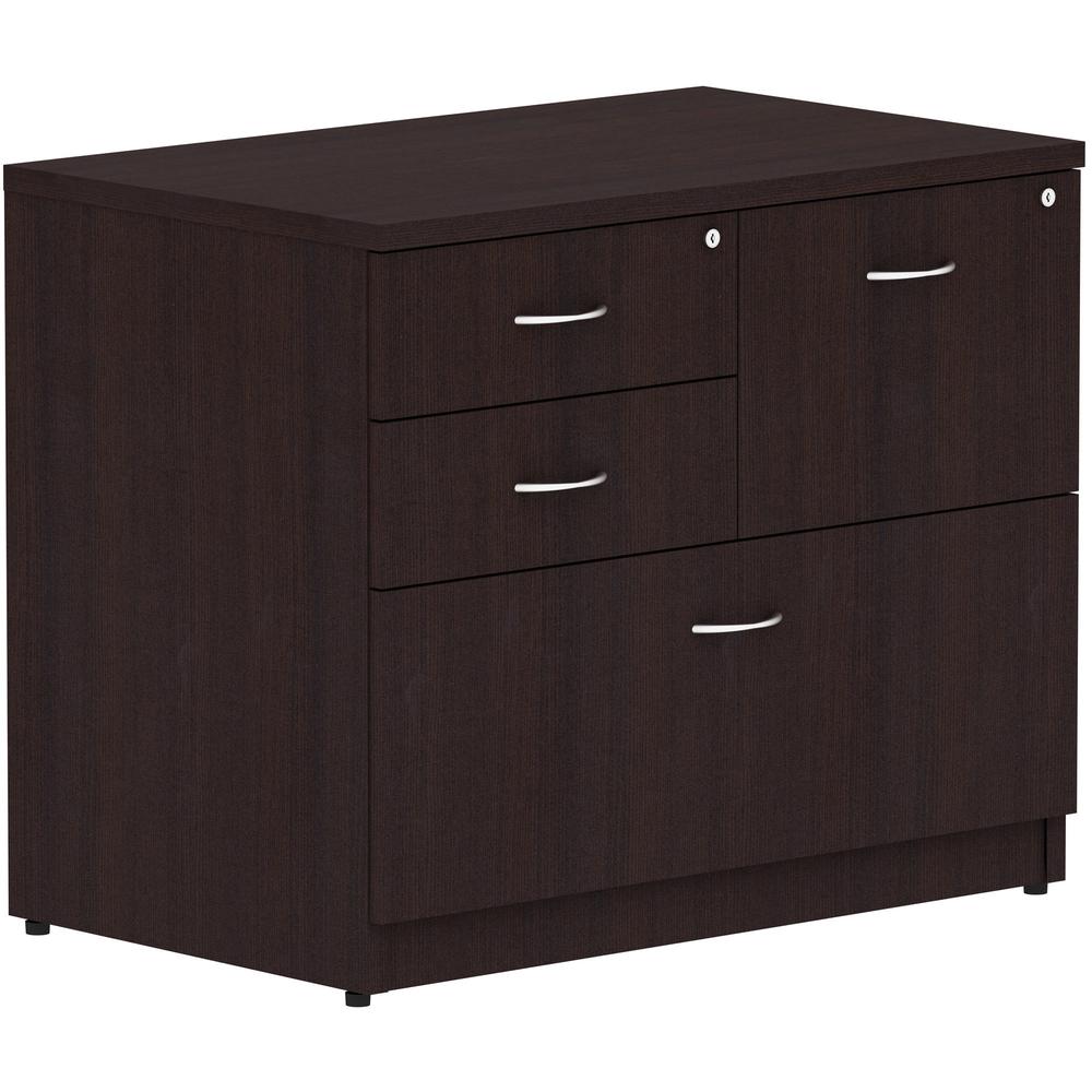 Lorell Essentials Series Box/Box/File Lateral File - 35.5" x 22"29.5" Lateral File, 1" Side Panel - 4 x File, Box Drawer(s) - Finish: Espresso Laminate. Picture 1