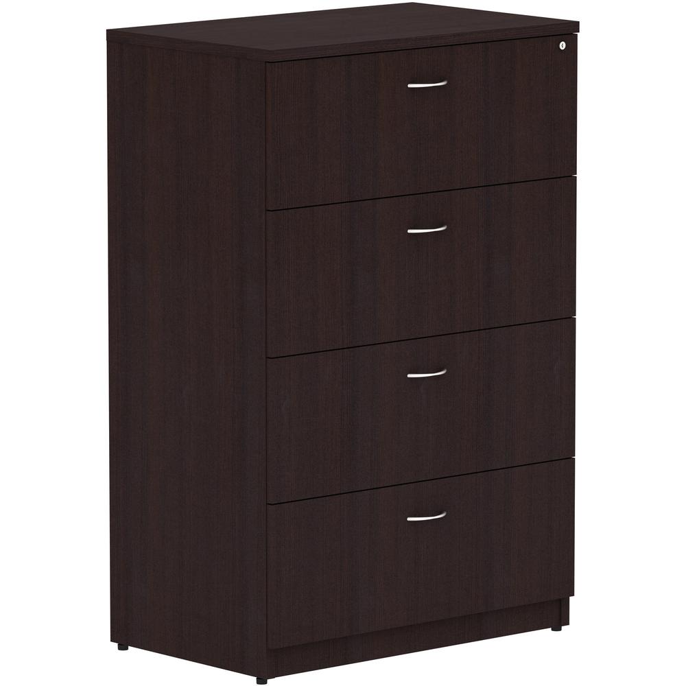 Lorell Essentials Series 4-Drawer Lateral File - 54.8" Height x 35.5" Width x 22" Depth Lateral File, 1" Thickness Top - Total Drawer(s): 4 - Finish: Espresso Laminate - 1 Each. Picture 1