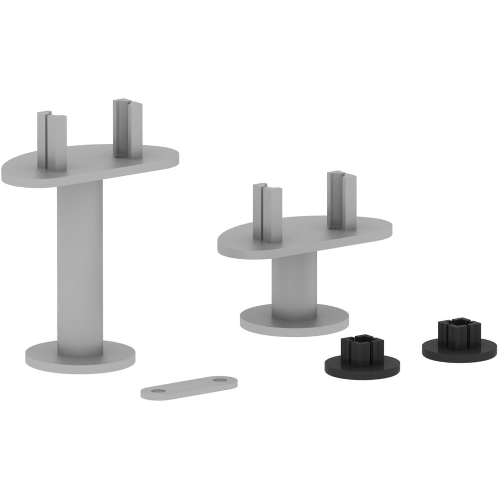 Lorell Adaptable Panel System Straight Connector Set - Steel - Silver - 1 Set. Picture 1