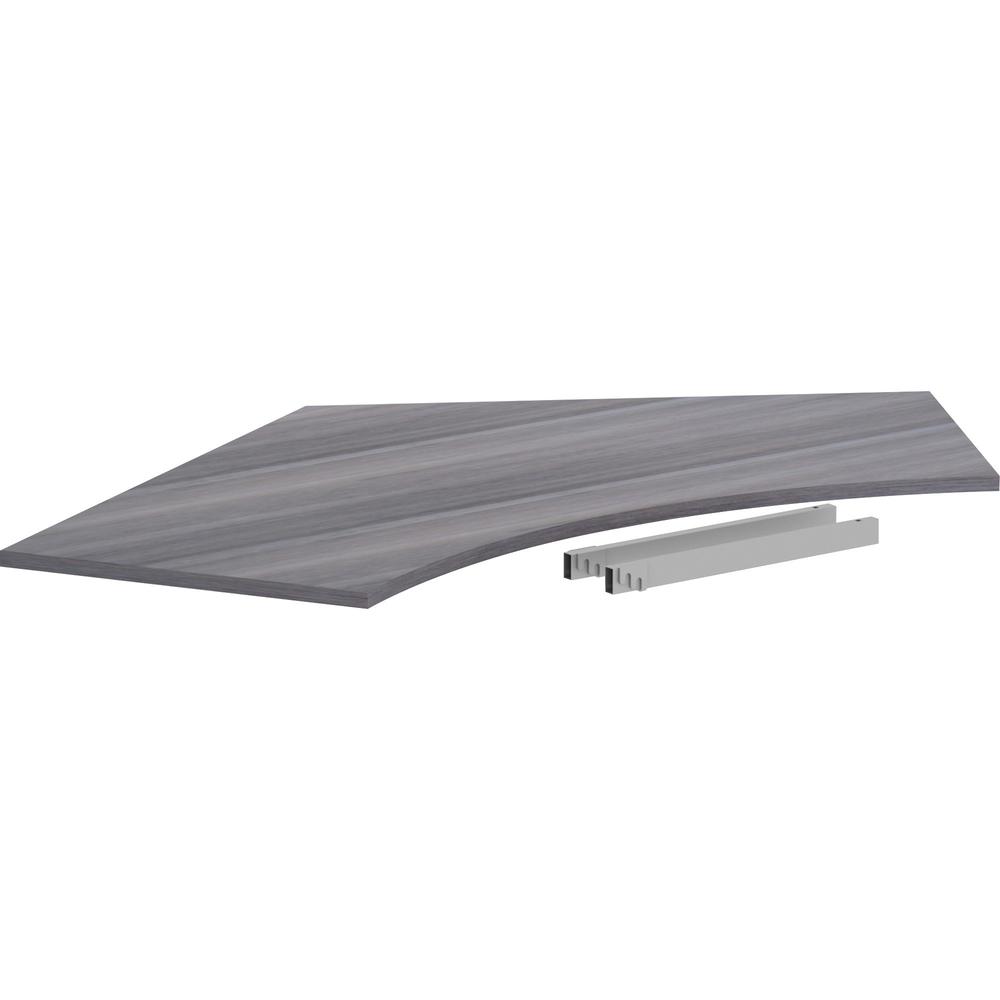 Lorell Relevance Series Curve Worksurface for 120 Workstations - Weathered Charcoal Laminate Rectangle Top - Contemporary Style - 47.25" Table Top Length x 34.13" Table Top Width x 1" Table Top Thickn. Picture 1