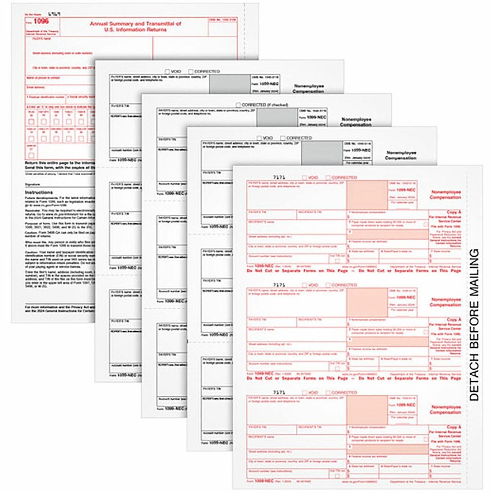 TOPS 5-part 1099-NEC Tax Forms - 5 Part - White - 50 / Pack. Picture 1
