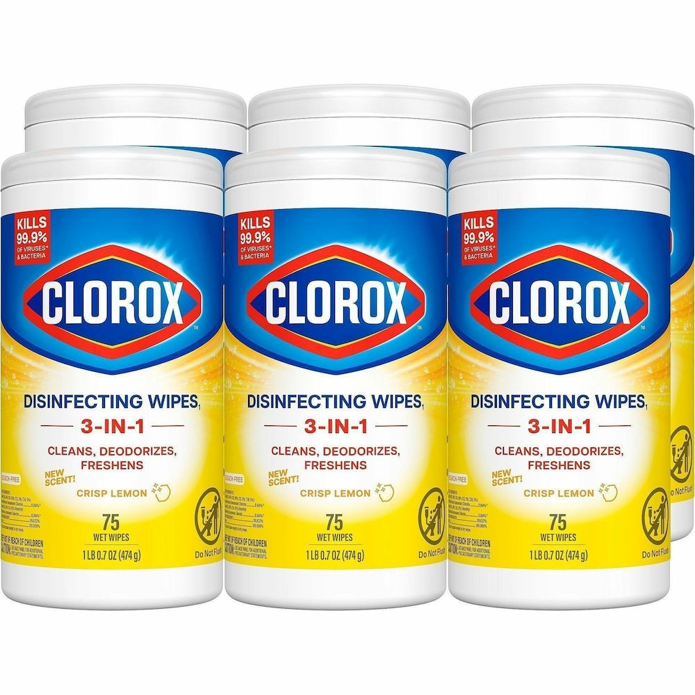 Clorox Disinfecting Cleaning Wipes Value Pack - Bleach-free - For Multi Surface, Multipurpose - Ready-To-Use - Wipe - Crisp Lemon Scent - Recommended For: Grease Remover, Soap Scum Remover, Grime Remo. Picture 1