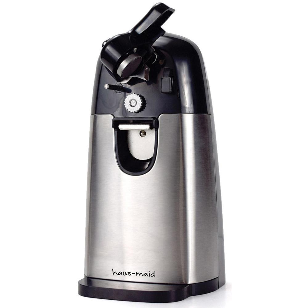HAUS-MAID Electric Can Opener - Built-in Magnet, Durable - Black. Picture 1