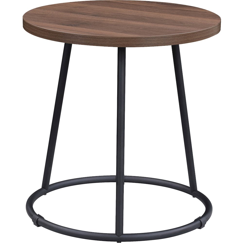 Lorell Accession End Table - Round Top - Powder Coated Four Leg Base - 4 Legs - 200 lb Capacity - 1" Table Top Thickness x 19" Table Top Diameter - 19.75" Height - Assembly Required - Walnut - Laminat. Picture 1