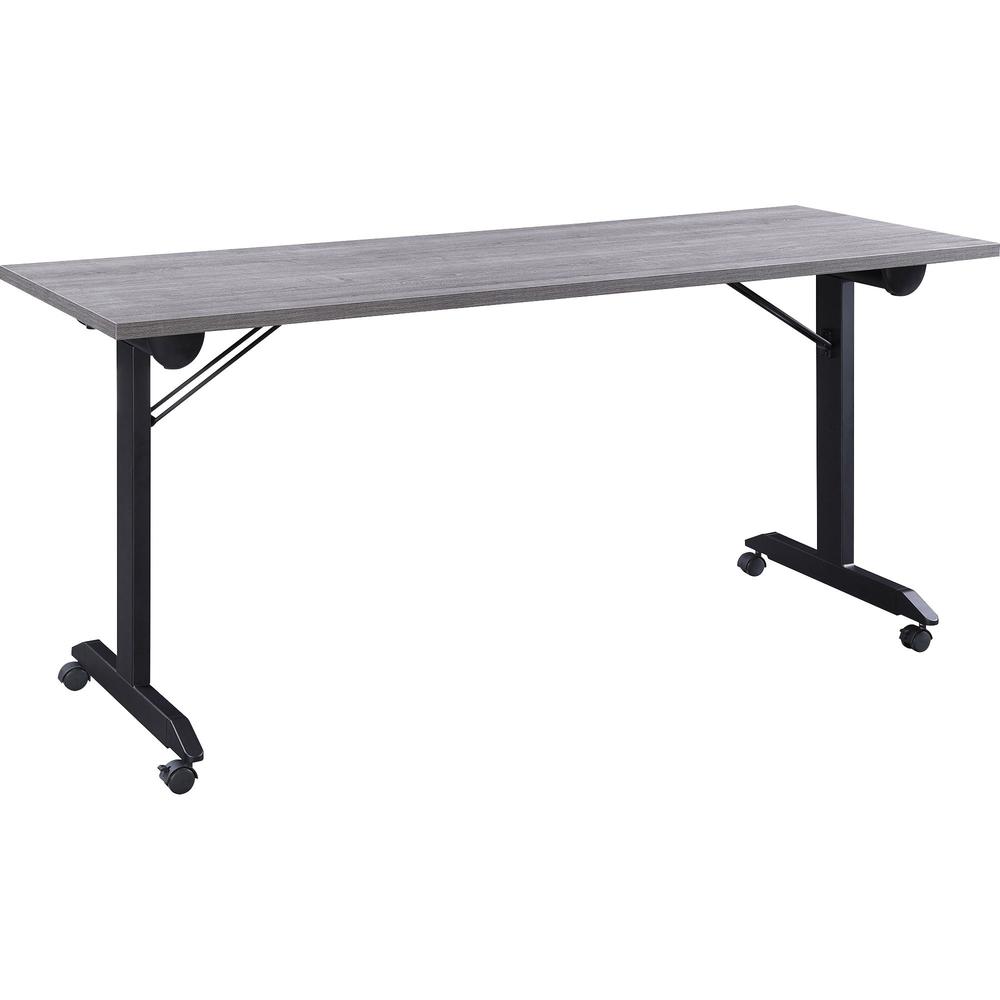 Lorell Mobile Folding Training Table - Rectangle Top - Powder Coated Base - 200 lb Capacity - 63" Table Top Width - 29.50" Height x 63" Width x 29.50" Depth - Assembly Required - Gray - Laminate Top M. Picture 1