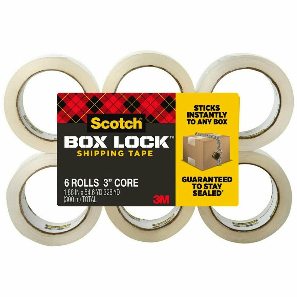 Scotch Box Lock Packaging Tape Refill - 55 yd Length x 1.88" Width - Clear - 6 / Pack. Picture 1