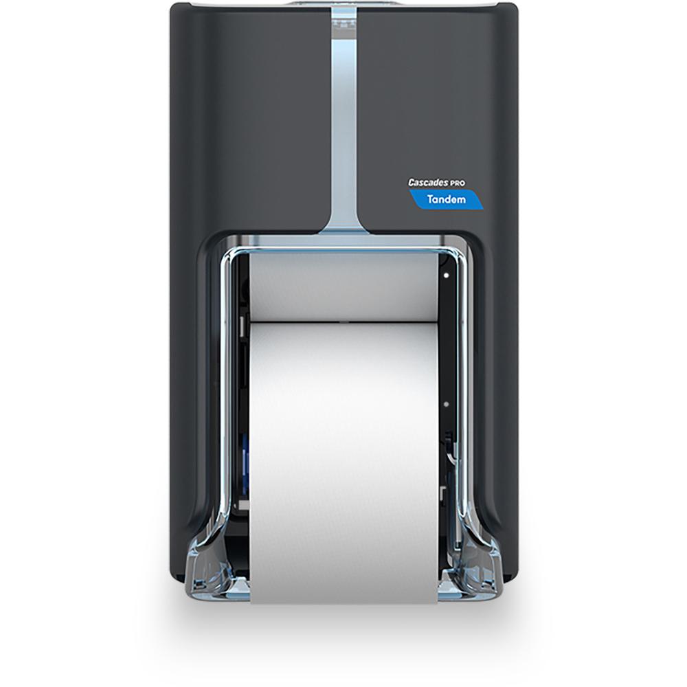 Cascades PRO Tandem DHC Bath Tissue Dispenser - Touchless Dispenser - 2220 x Sheet - 12" Height x 6.6" Width x 7" Depth - Dark Gray - Hygienic, Jam-free, Key Lock - 1 Each. Picture 1